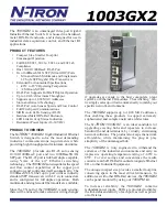 Предварительный просмотр 1 страницы N-Tron 1003GX2 Specification Sheet