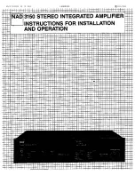 Preview for 1 page of NAD 3150 Instructions For Installation And Operation Manual