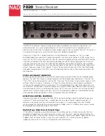 NAD 7020 Specification Sheet предпросмотр