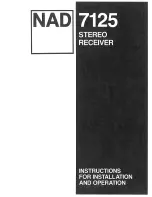 NAD 7125 Instructions For Installation And Operation Manual preview