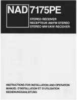 Preview for 1 page of NAD 7175PE Instructions For Installation And Operation Manual