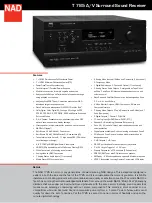 Предварительный просмотр 1 страницы NAD T785 Specification Sheet