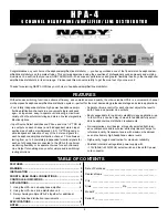 Preview for 2 page of Nady Audio HPA-4 Owner'S Manual