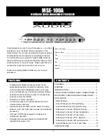 Preview for 2 page of Nady Audio MSE-100A Owner'S Manual