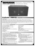 Preview for 1 page of Nady Audio ProPower PSW152 Features, Instructions & Technical Data