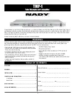 Preview for 2 page of Nady Audio TMP-1 MICPREAMP Owner'S Manual