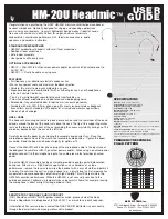 Nady Systems HM-20U Headmic User Manual предпросмотр