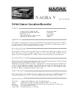 Nagra V Specification Sheet предпросмотр