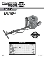 Preview for 1 page of Napa Carlyle Tools 791-7331A Operating Manual