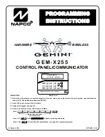 NAPCO Gemini GEM-X255 Programming Instructions Manual preview