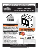 Napoleon NZ3000 Installation And Operating Instructions Manual preview