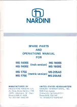 NARDINI MASCOTE MS-1400E Spare Parts & Operator'S Manual preview