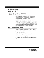 Preview for 1 page of National Instruments BNC-2110 Installation Manual