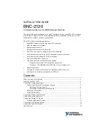 Preview for 1 page of National Instruments BNC-2120 Installation Manual