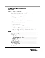 Preview for 1 page of National Instruments BNC-9920 Operating Instructions And Specifications