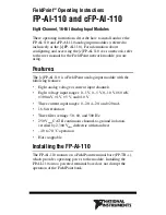 Preview for 2 page of National Instruments FieldPoint cFP-AI-110 Operating Instructions Manual