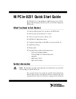 Preview for 1 page of National Instruments Gigabit Ethernet (GigE) Interface Device NI PCIe-8231 Quick Start Manual