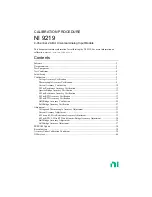 Preview for 1 page of National Instruments NI 9219 Calibration Procedure