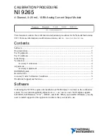 Preview for 1 page of National Instruments NI 9265 Calibration Manual