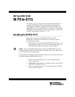 Preview for 1 page of National Instruments PXIe-8115 Installation Manual