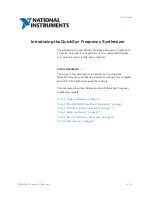 Предварительный просмотр 3 страницы National Instruments QuickSyn FSW-0010, QuickSyn FSW-0020 User Manual