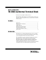 Preview for 1 page of National Instruments TB-2605 Installation Manual