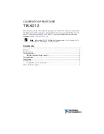 Предварительный просмотр 1 страницы National Instruments TB-9212 Calibration Procedure