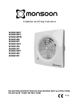 Preview for 1 page of National Ventilation monsoon MONS100HT Installation And Wiring Instructions