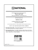 Предварительный просмотр 1 страницы National DC4-156-S Instructions For Use Manual