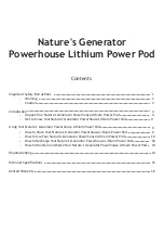 Preview for 2 page of Nature's Generator Powerhouse Lithium Power Pod User Manual