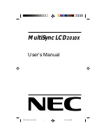 Preview for 1 page of NEC 2010x - MultiSync - 20.1" LCD Monitor User Manual