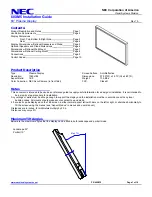 NEC 60XM5 - PlasmaSync - 60" Plasma Panel Installation Manual preview