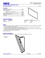 NEC 60XP10 - PlasmaSync - 60" Plasma Panel Installation Manual preview