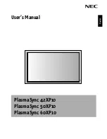 NEC 60XP10 - PlasmaSync - 60" Plasma Panel User Manual preview