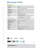 Preview for 2 page of NEC 73V Specification Sheet