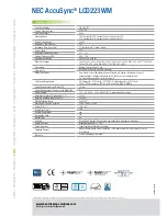 Предварительный просмотр 2 страницы NEC AccuSync LCD223WM Technical Specifications
