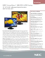 NEC AccuSync LCD22WMGX, AccuSync LCD24WMCX Brochure & Specs предпросмотр