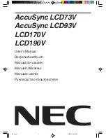 NEC AccuSync LCD73V User Manual preview