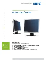 NEC AccuSync LCD93V Specification Sheet preview