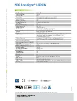 Preview for 2 page of NEC AccuSync LCD93V Specification Sheet