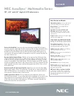 NEC AccuSync PV32 Specification Sheet preview