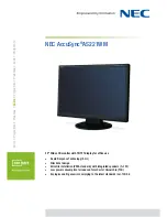 Preview for 1 page of NEC AS221WM - AccuSync - 22" LCD Monitor Specifications