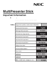 Preview for 1 page of NEC DS1-MP10RX series Important Information Manual