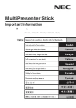 Preview for 1 page of NEC DS1-MP10RX2 Important Information Manual