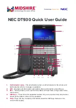 Предварительный просмотр 1 страницы NEC DT930 Series Quick User Manual