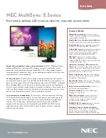 NEC E201W-BK Specifications preview