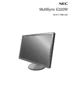 Предварительный просмотр 1 страницы NEC E222W - MultiSync - 22" LCD Monitor User Manual