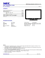 Preview for 1 page of NEC E321 Installation Manual