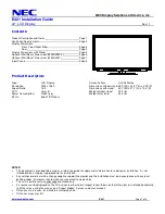 Preview for 1 page of NEC E421 Installation Manual