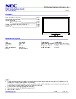Preview for 1 page of NEC E422 Installation Manual